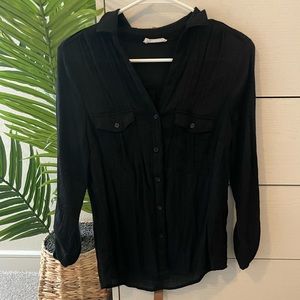 Timing Button Down Top - Black
